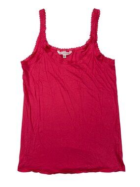 Victorias Secret Womens Lace Trim Pink Tank Small Cotton Blend Sleeveless Soft